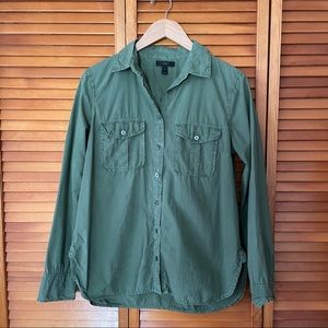 J Crew Utility Button Up Army Green shirt